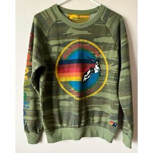 AVIATOR NATION Camo Crewneck Sweatshirt Venice California XS